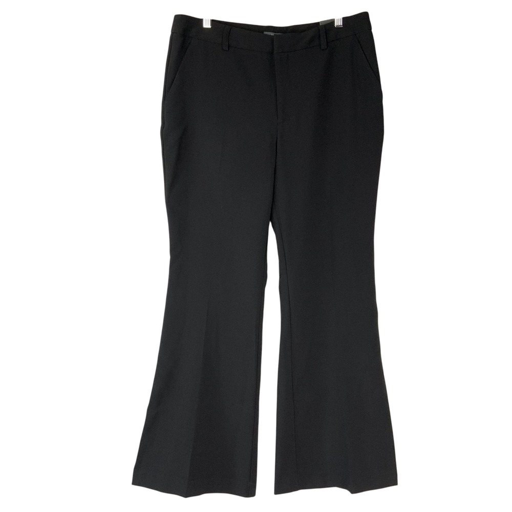 Worthington Black Flare Dress Pants 12 Zip Fly Mid-Rise Long Solid Trousers